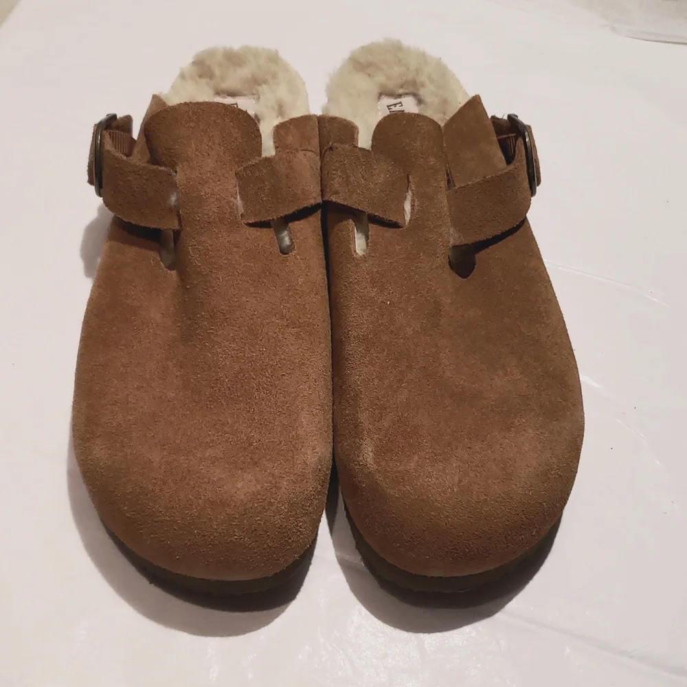 Eastland NEW Clog Suede Leather Fur Lining Mule Cork Wedge Comfort Women 10 - Picture 4 of 13
